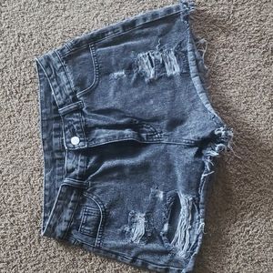 Shein distressed black jean shorts size large